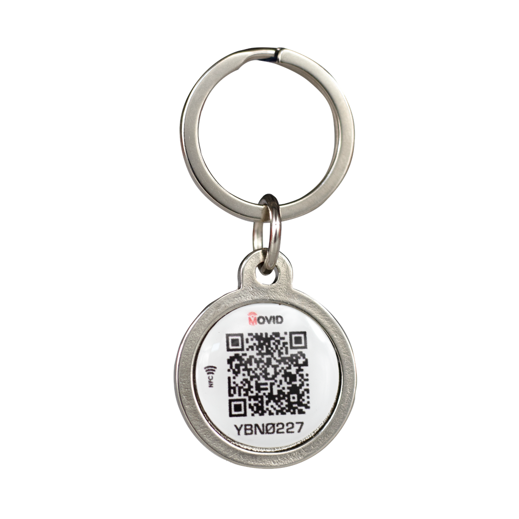 Dije Localizador para Mascotas Movid – Metal Plateado